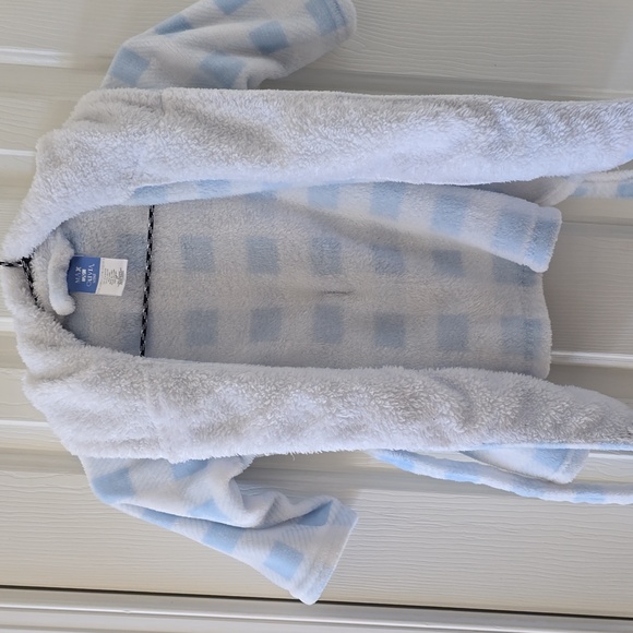 MAX & OLIVIA MINI BLUE AND WHITE TODDLER BOYS OR GIRLS HOODED ROBE SIZE 2T - Picture 7 of 10